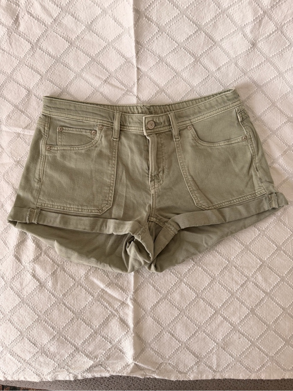 American Eagle Outfitters Olive Green Denim Cutoff Shorts - Picture 2 of 5